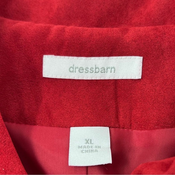 Dress Barn Women’s Red Faux Suede Blazer Jacket Size XL Zip Up Mock Neck Pockets - Picture 9 of 17